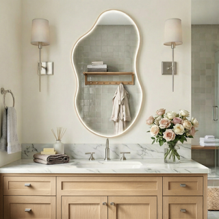 LED-Accented Asymmetrical Metal Wall Mirror