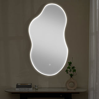 LED-Accented Asymmetrical Metal Wall Mirror