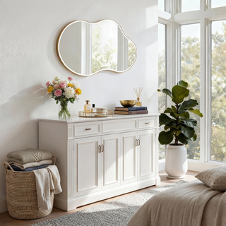 LED-Accented Asymmetrical Metal Wall Mirror