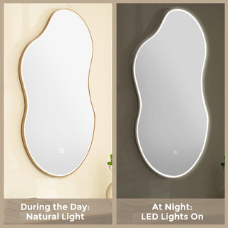 LED-Accented Asymmetrical Metal Wall Mirror