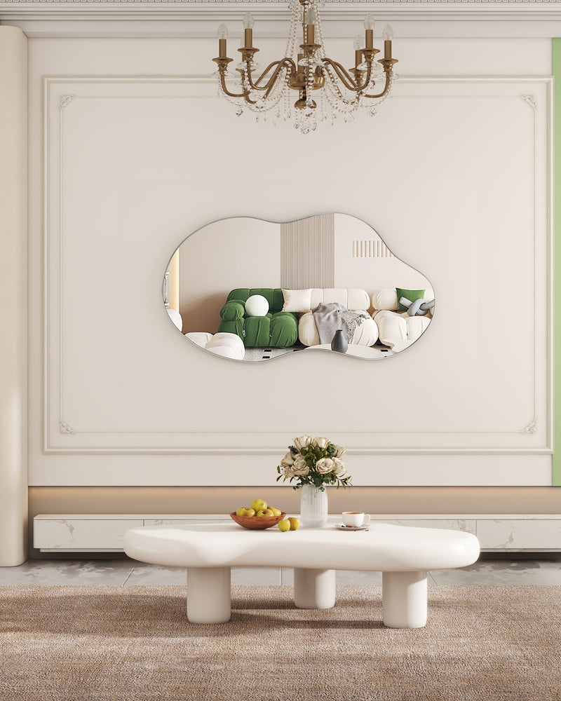 Silver Asymmetrical Wavy Antique Accent Wall Mirror