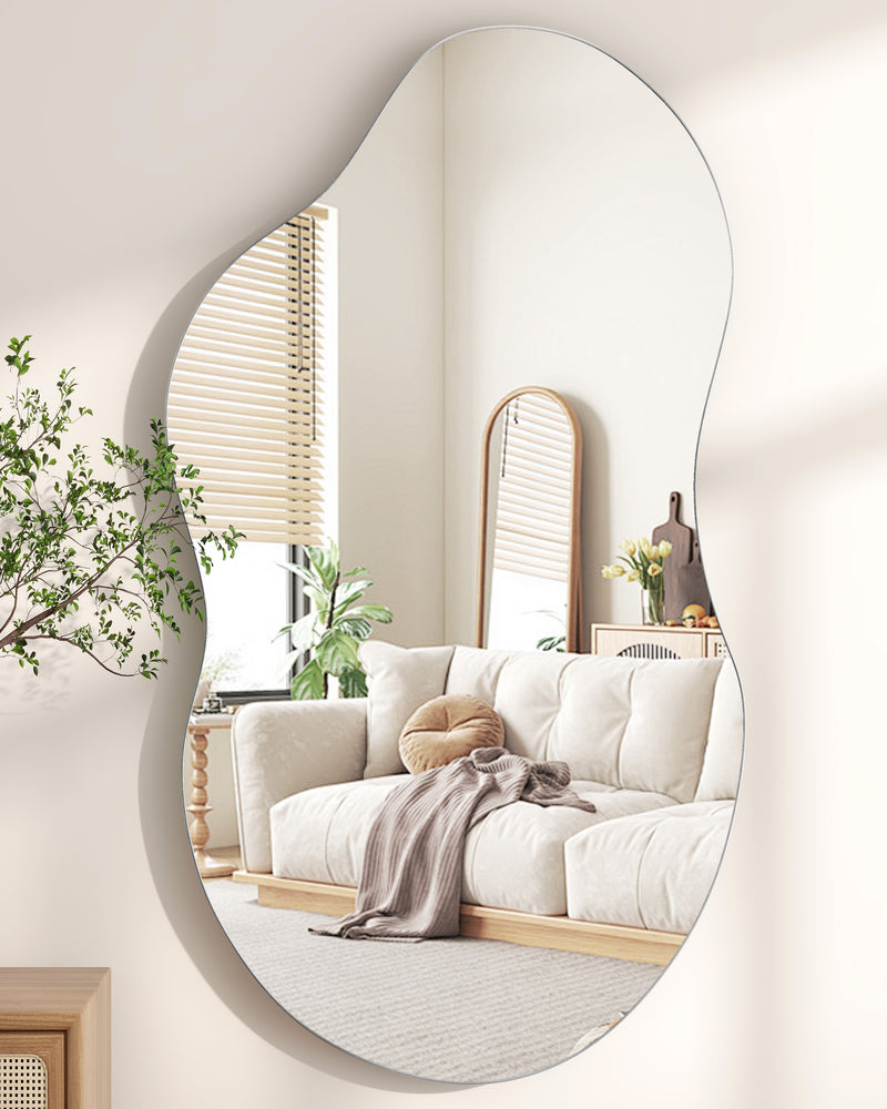 Silver Asymmetrical Wavy Antique Accent Wall Mirror