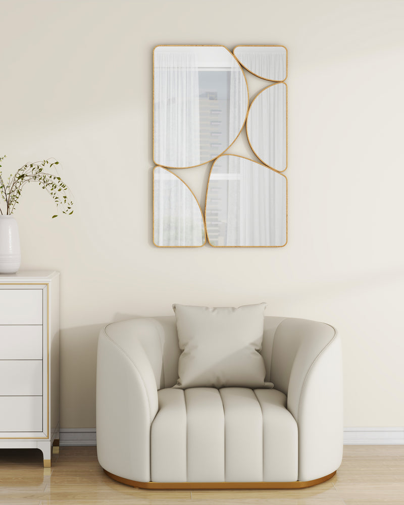 SHYFOY Modern Antique Gold Wall Mirror Metal Frame Accent Mirror