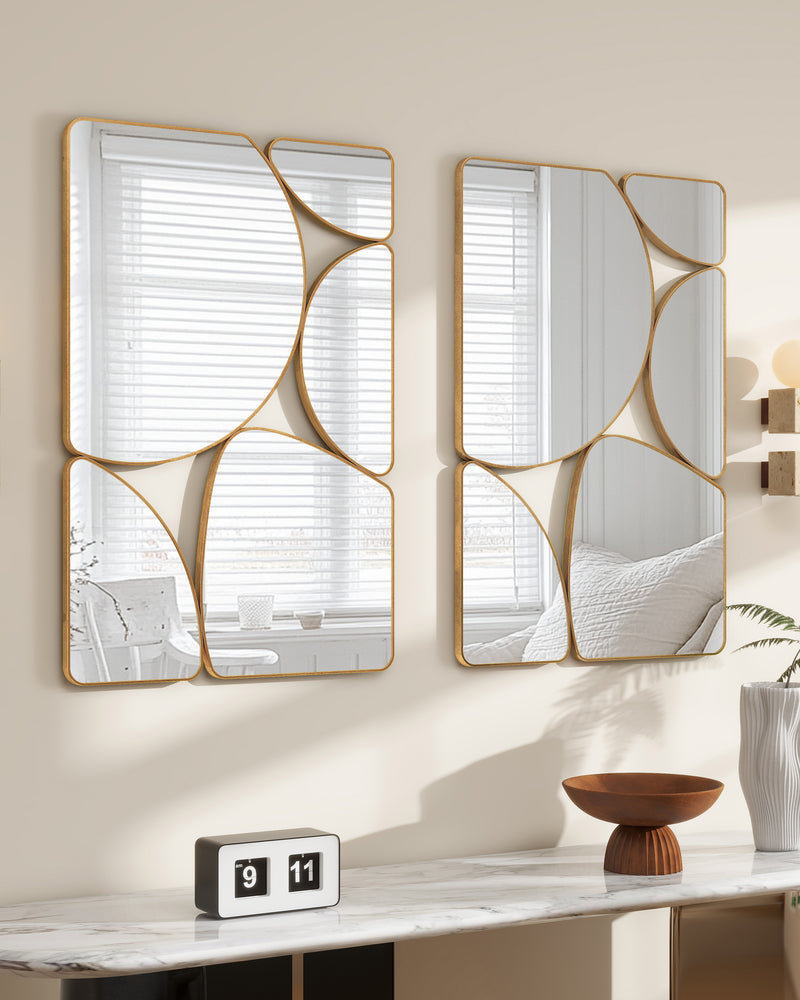 SHYFOY Modern Antique Gold Wall Mirror Metal Frame Accent Mirror