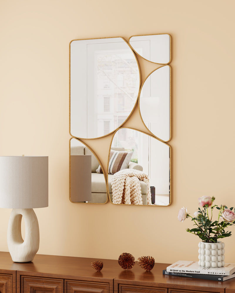 SHYFOY Modern Antique Gold Wall Mirror Metal Frame Accent Mirror