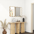 Antique Rectangle Wave Accent Wall Mirror Modern Gold Metal Mirror