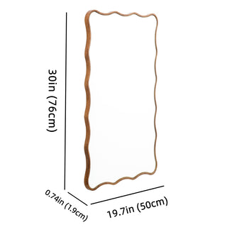 Antique Rectangle Wave Accent Wall Mirror Modern Gold Metal Mirror