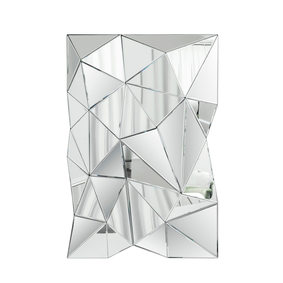 Moderner 3D Wandspiegel, unregelmäßiger Dreieck-Akzent-Spiegel - 89x61cm