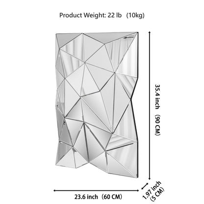Moderner 3D Wandspiegel, unregelmäßiger Dreieck-Akzent-Spiegel - 89x61cm