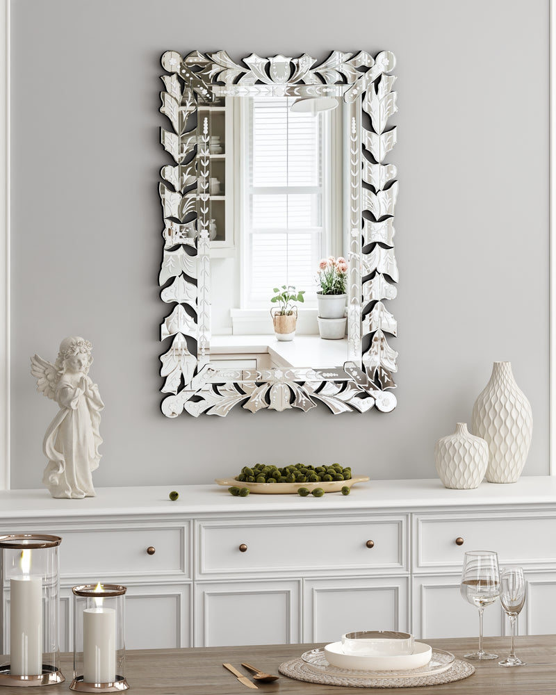 Rectangular Wall Mirror Modern Unique Frame Decor