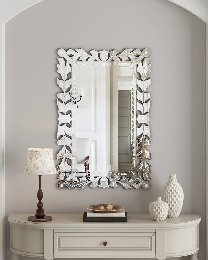 Rectangular Wall Mirror Modern Unique Frame Decor