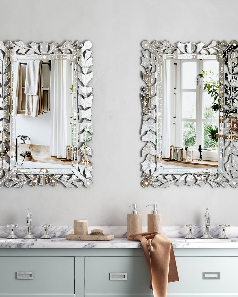 Rectangular Wall Mirror Modern Unique Frame Decor