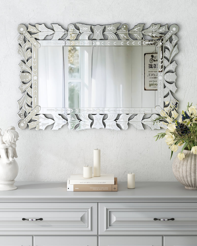 Rectangular Wall Mirror Modern Unique Frame Decor
