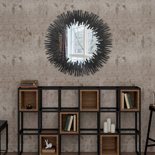 Sunburst Shape Wall Mirror Round Industrial Mirror - 33.5"×33.5"