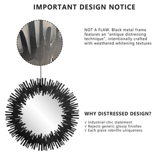 Sunburst Shape Wall Mirror Round Industrial Mirror - 33.5"×33.5"