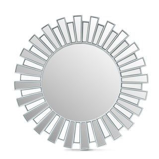 Silver Sunburst Decorative Round Wall Mirror