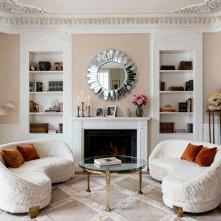 Silver Sunburst Decorative Round Wall Mirror