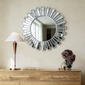 Silver Sunburst Decorative Round Wall Mirror