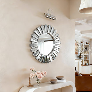 Silver Sunburst Decorative Round Wall Mirror