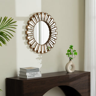 Silver Sunburst Decorative Round Wall Mirror