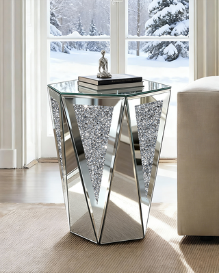 SHYFOY Crushed Diamond Mirrored End Table Side Table / SF-ST008