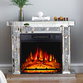 Mirrored Electric Fireplace, Fireplace Mantel Freestanding Heater Firebox with Remote Control