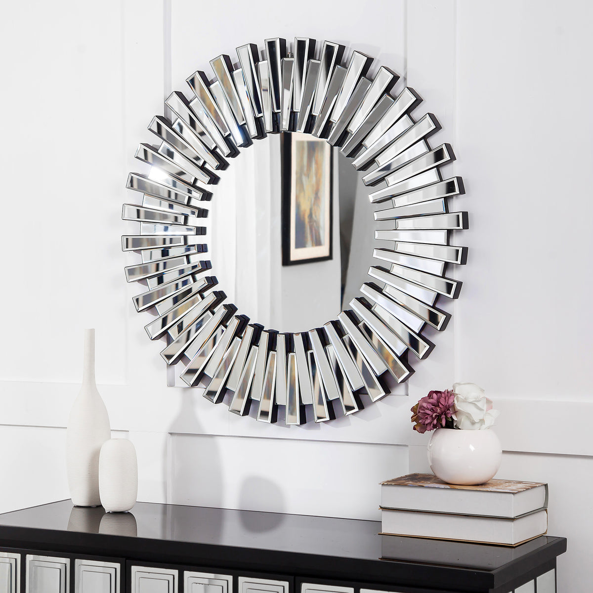 Circular Decorative Statement Wall Mirror for Entryway