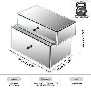 Mirrored 2-Drawer Nightstand with Modern Design