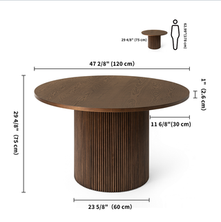 Walnut Brown Round Kitchen Table Solid Wood Dining Table