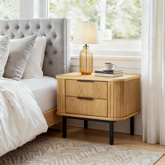 2-Drawer Nightstand Wood End Table