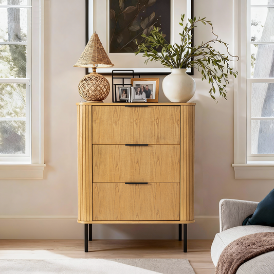Wood Nightstand Bedside Table with 3 Drawer