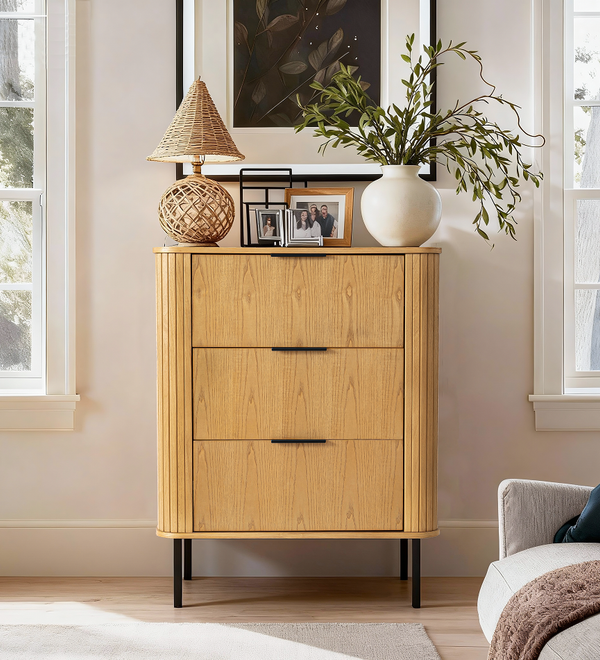 Wood Nightstand Bedside Table with 3 Drawer
