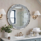 SHYFOY Espejo de Pared Redondo Grande con Diamantes Triturados para Sala de Estar, Plateado