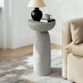 Grey Travertine Stone Finish End Table Accent Side Table