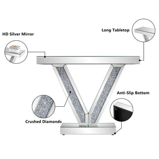Modern Console Table with V-Shaped Base Sparkling Diamond Accents