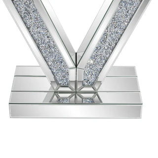 Modern Console Table with V-Shaped Base Sparkling Diamond Accents