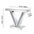 Modern Console Table with V-Shaped Base Sparkling Diamond Accents