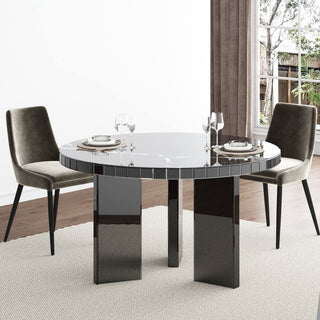 Modern Glass Dining Table with Marble Textured /SF-DT425