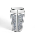 Hexagonal Mirrored Side Table with Crushed Crystal Inlay