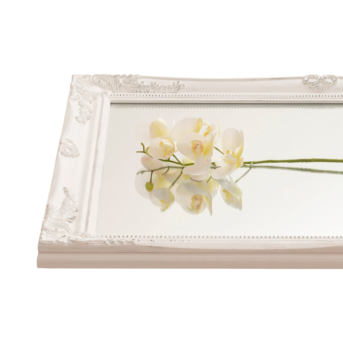 Antique White Ornate Wall Mirror