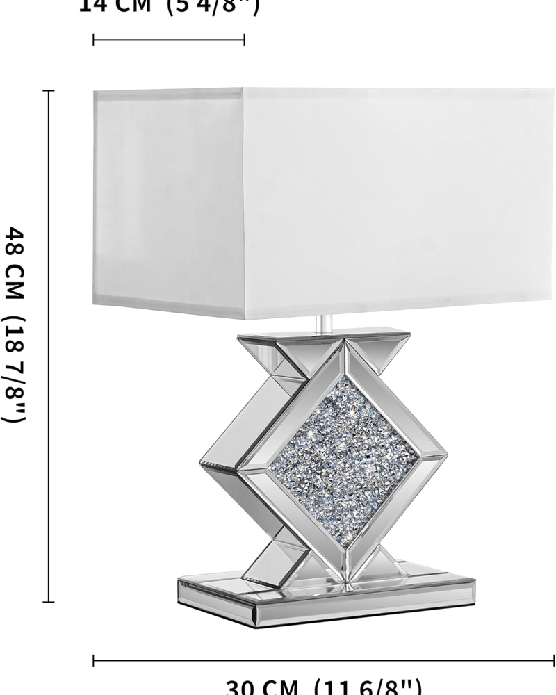 Crystal Crushed Diamond Mirrored Table Lamp