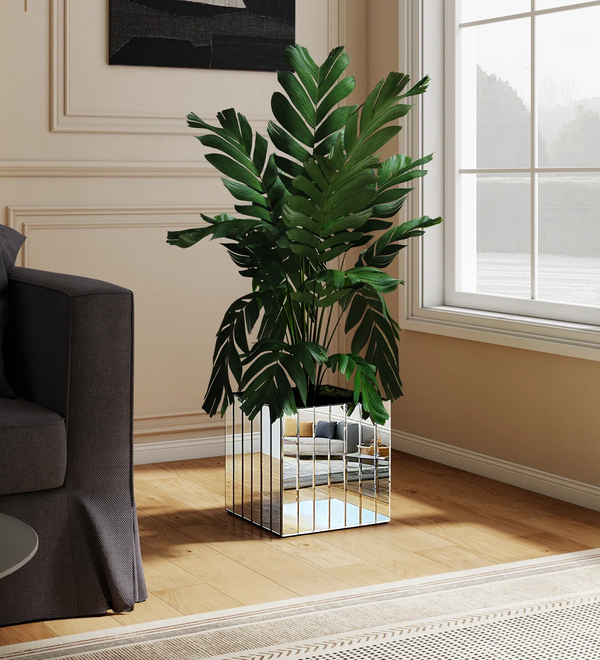 Handmade Planter Box Mirrored Glass Decor