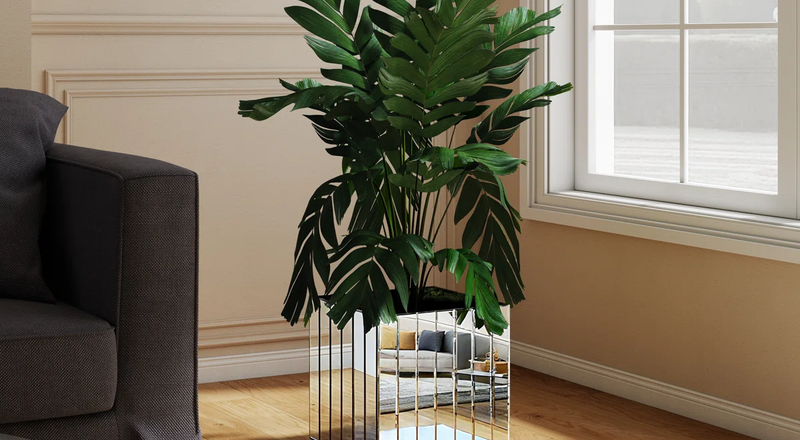13.78" Handmade Planter Box Mirrored Glass Decor