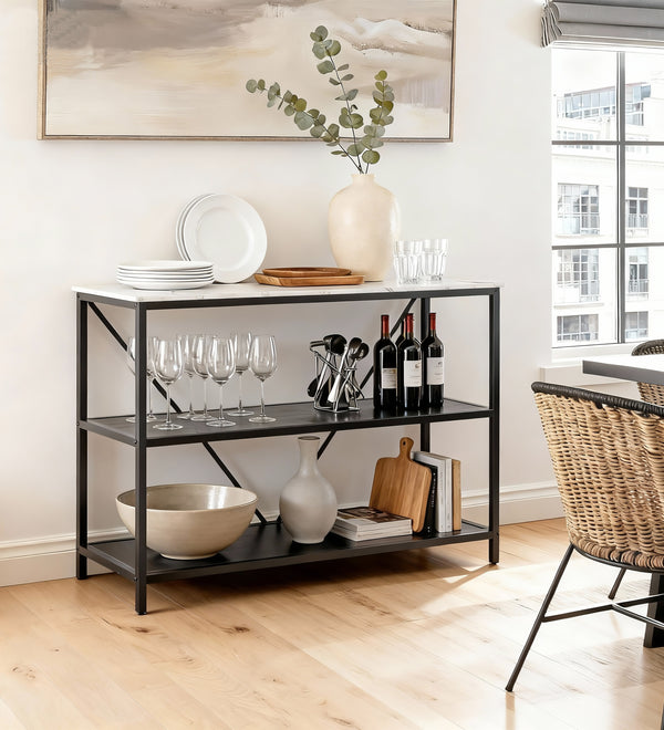 Modern Console Table with Marble-Inspired Top