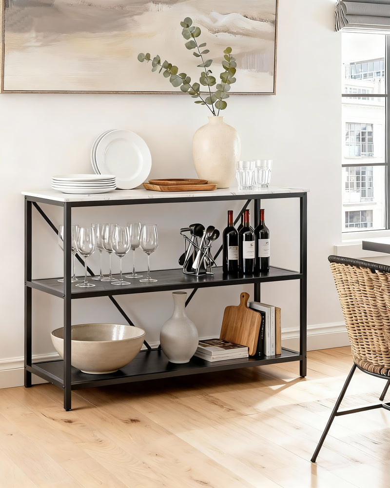Modern Console Table with Marble-Inspired Top
