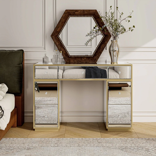 Luxury Mirror Makeup Vanity with 7 Drawers