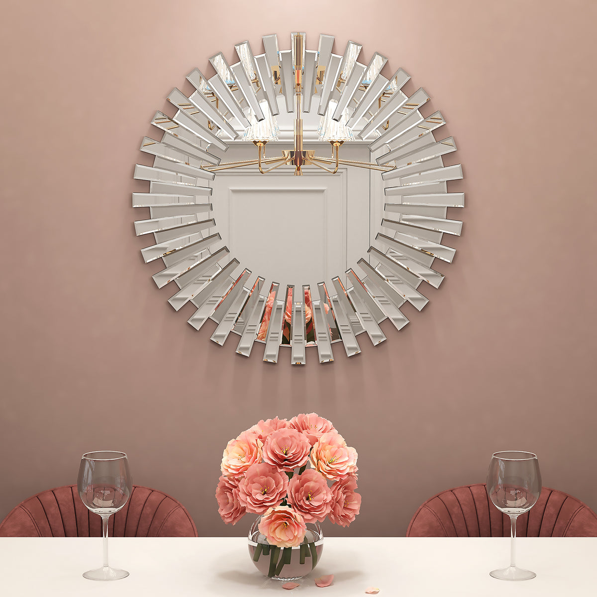 Circular Decorative Statement Wall Mirror for Entryway