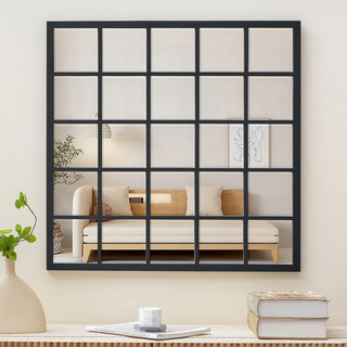 Black/White Window Pane Wall Mirror Rectangle Mirror - 27.17"×27.17"