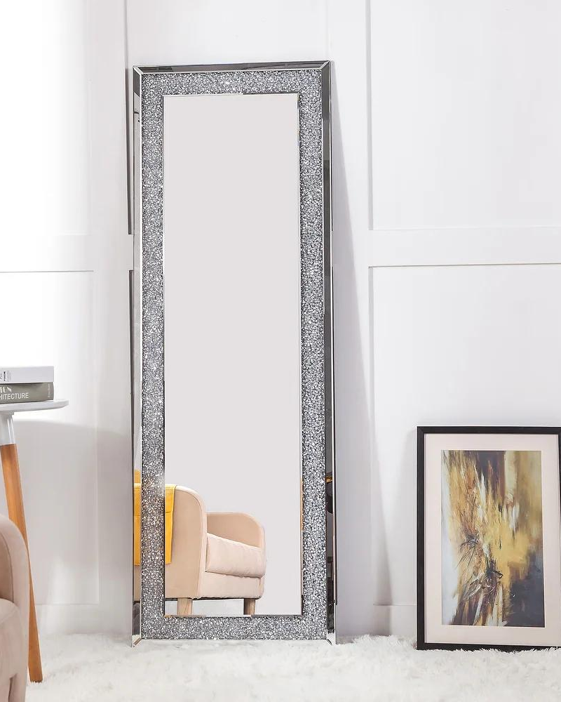 Rectangle Glass Mirror Accent Diamond Full Length Floor Mirror