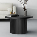 Black Pedestal Wood Round Coffee Table